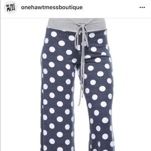 Grey polka dot knit lounge pants